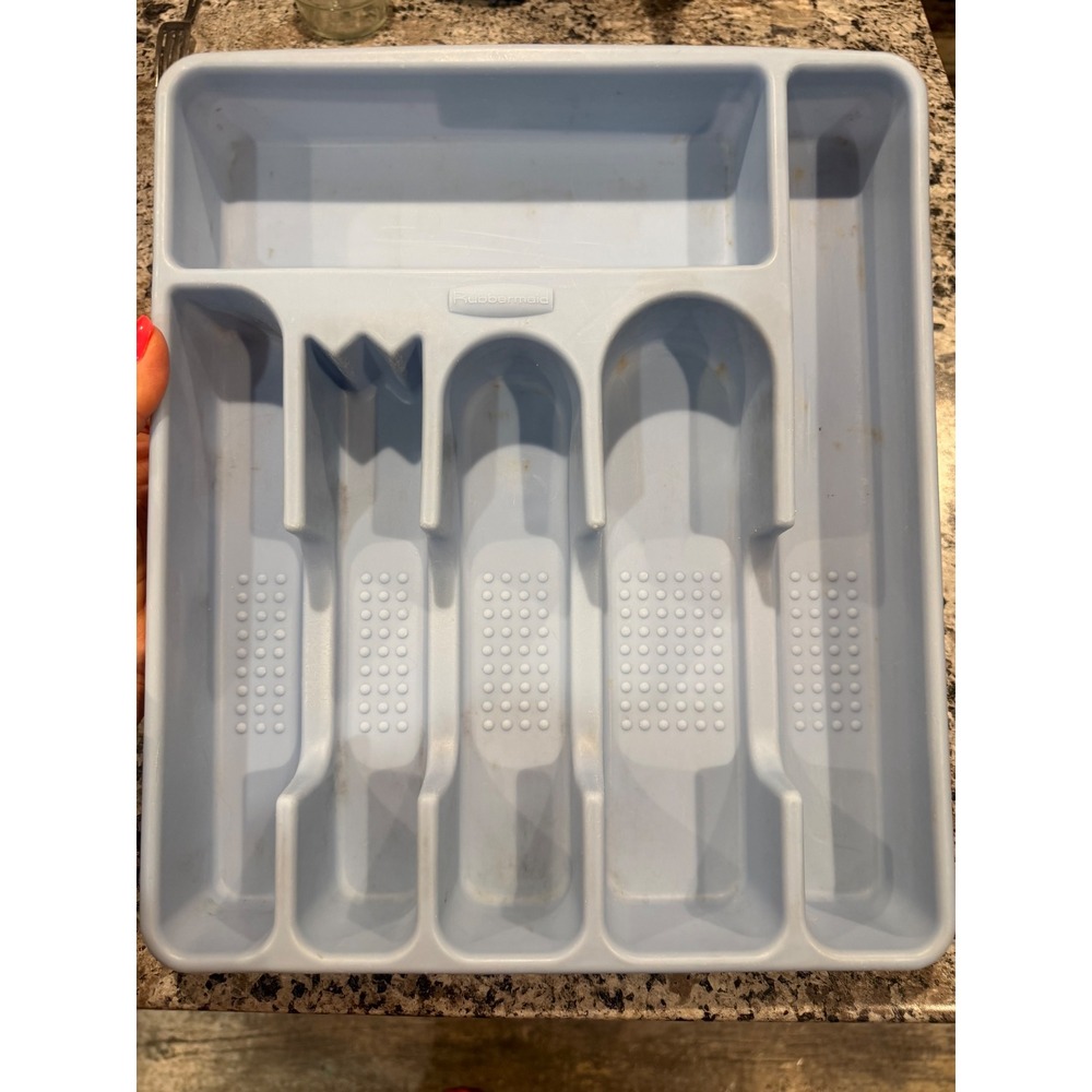 Rubbermaid Large Cutlery Tray Slate Blue Silverware Drawer Organizer 2925